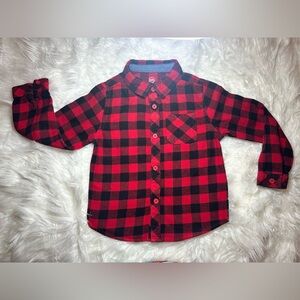 Wonder Nation Red and Black Checkered Kids Button Down Shirt